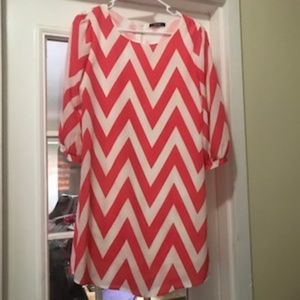 Pink/White Chevron Dress